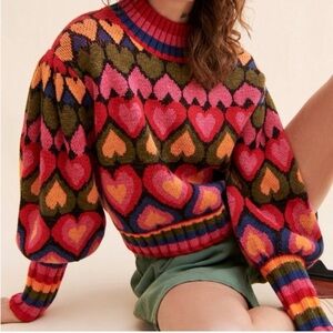 Farm Colorful Heart Pattern Sweater